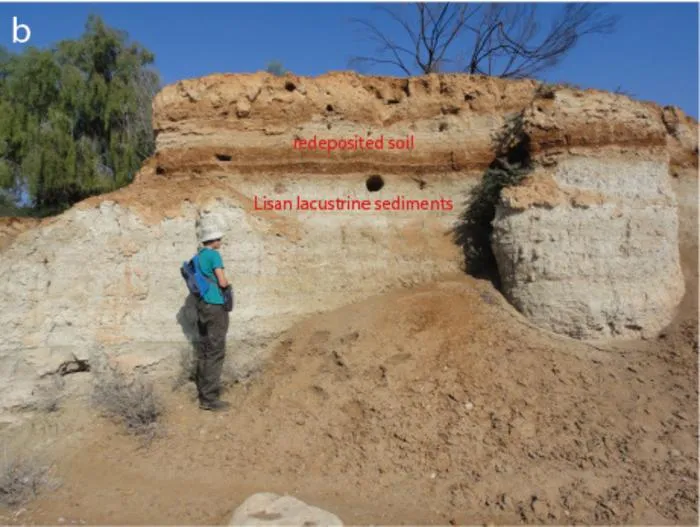 Soil that was eroded from the slopes into the Jordan Valley accumulated above the sediments of the ancience Lake Lisan
