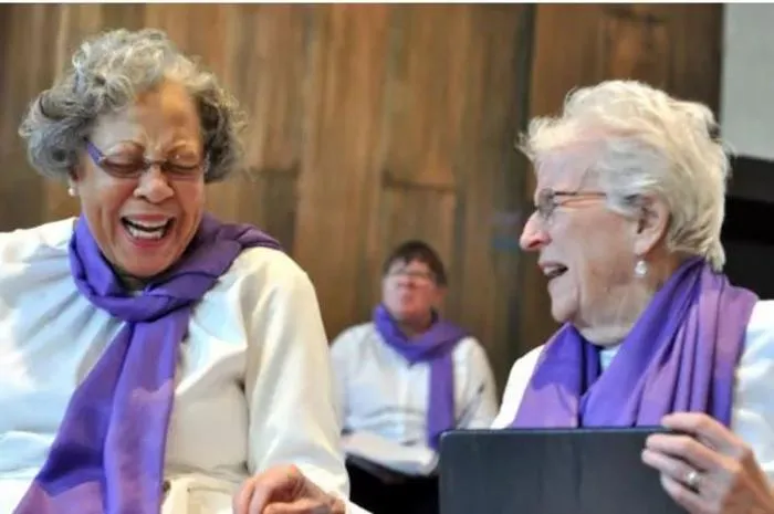 Close-up of Good Memories choir singers