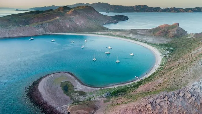 Aerial drone image of Isla San Francisco, Baja California Sur, Mexico