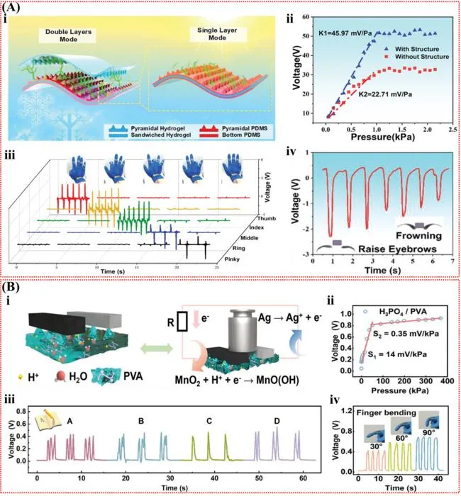 Fig. 3. Microstructure design of ionic hydrogel-based self-powered sensors.