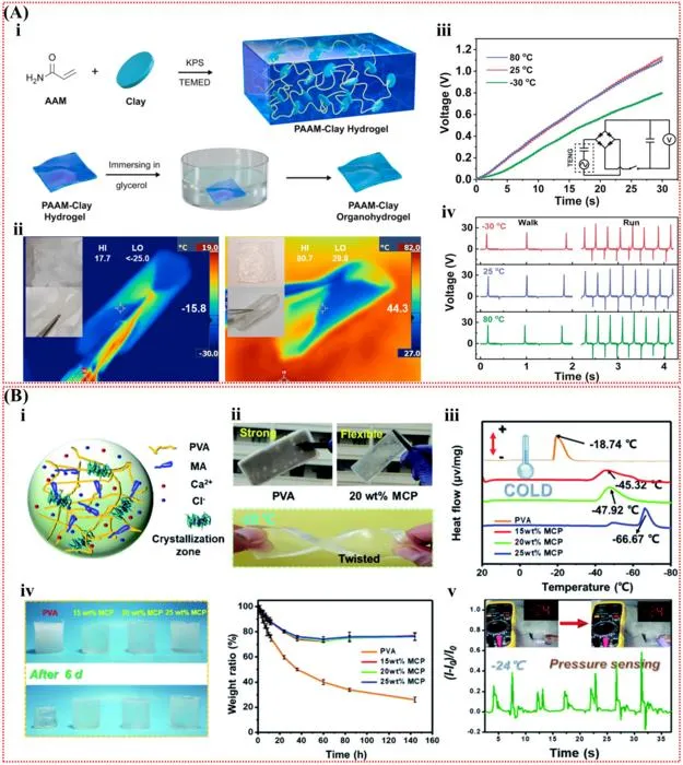 Fig. 4. Environmental stability design of ionic hydrogel-based self-powered sensors.