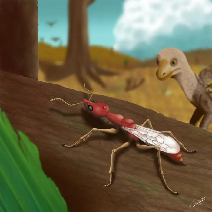 Paleoartistic reconstruction of the hell ant