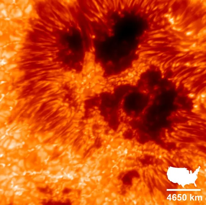 VTF First Light Sunspot Image (With Scale)