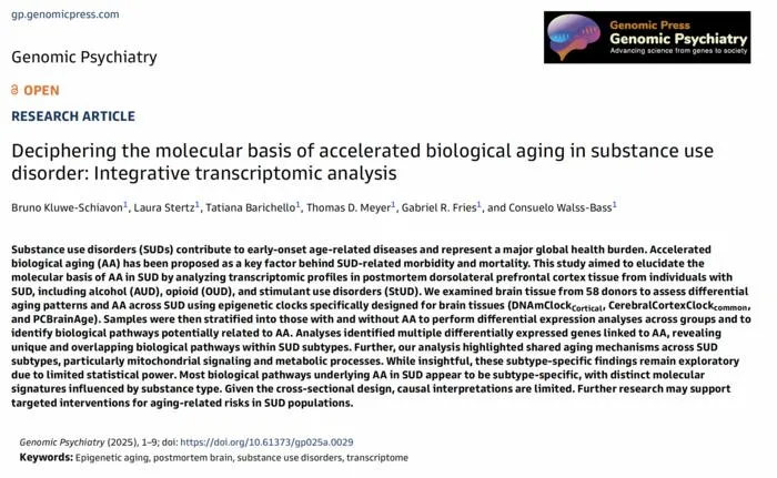 Deciphering the molecular basis of accelerated biological aging in substance use disorder