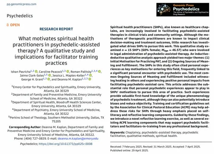 What motivates spiritual health practitioners in psychedelic-assisted therapy?