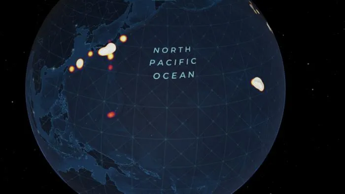 Dives with Visual Observations Concentration in the Pacific Ocean