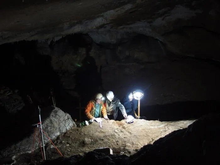 Excavations in 2022 in the Basque cave of Isturitz, France