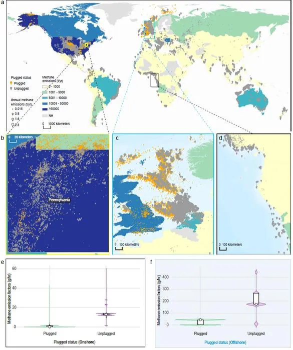Mapping methane emissions from abandoned oil and gas wells worldwide