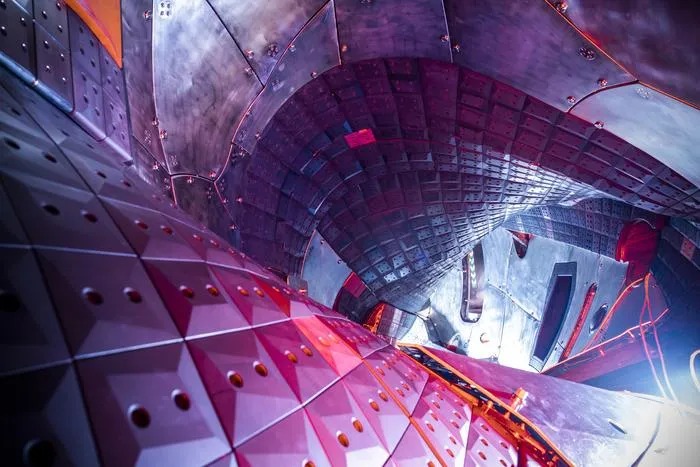 View inside the vacuum vessel of Wendelstein 7-X in Greifswald