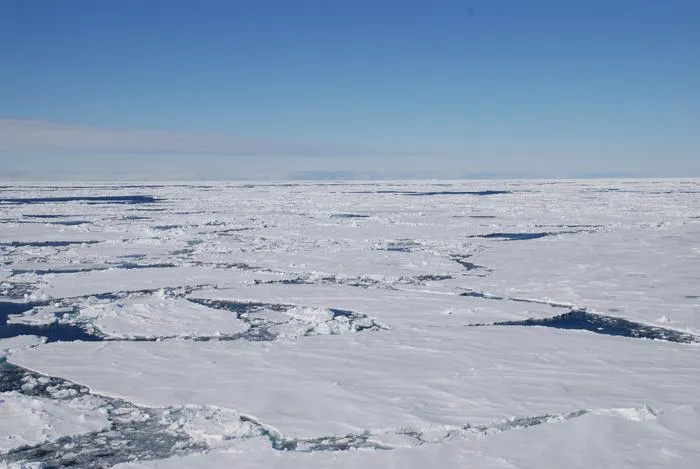 Sea ice in the Southern Ocean.