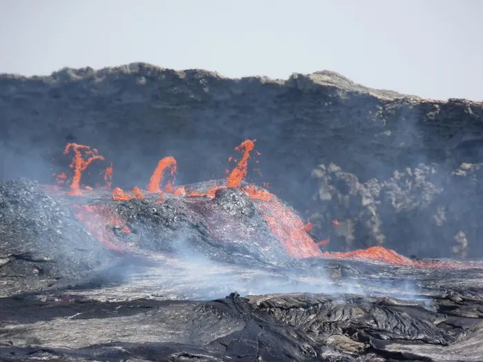 Active lava flows spilling out of the Erta Ale volcano in Afar, Ethiopia