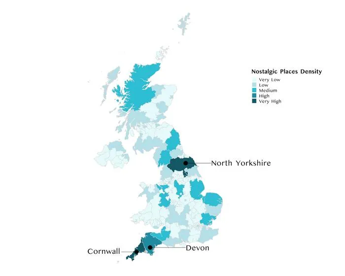 UK nostalgic places map