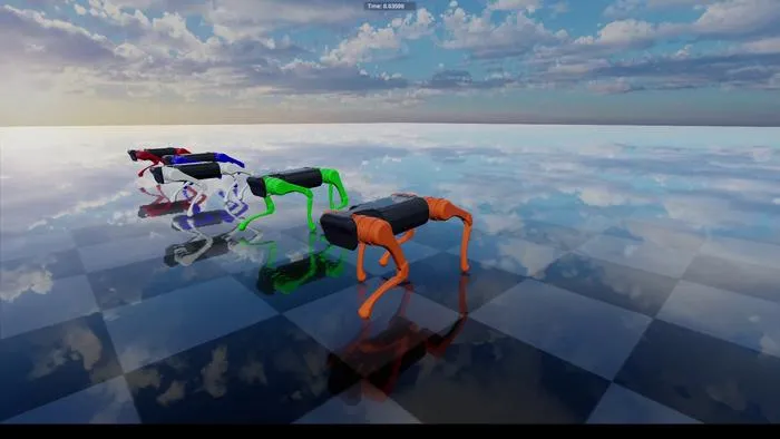 Robot learning to adapt its gait to simulated terrain