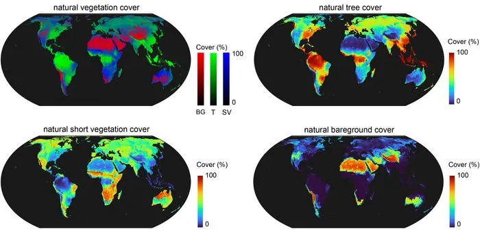 Natural vegetation potential for a median scenario of fires and herbivory calibrated by eco-region