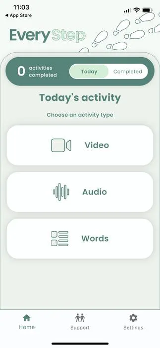 EveryStep App - choosing content in different formats