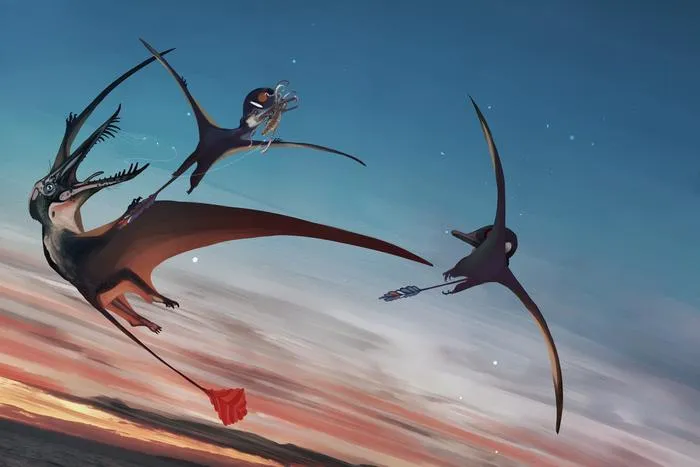 Pterosaurs in flight over the Jurassic Hebridean Basin