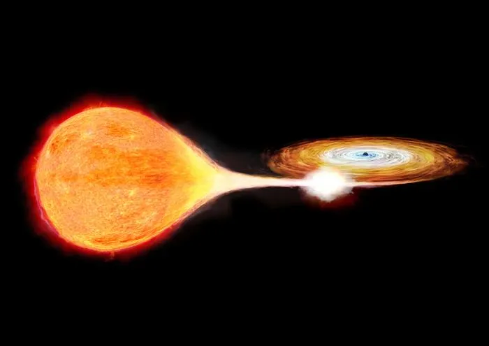 Conceptual illustration of a black hole X-ray binary.