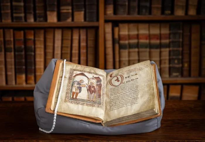 5.  Wide shot of manuscript open at portrait of Æthelstan