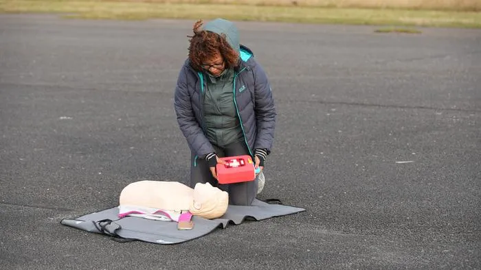 Person with defibrillator