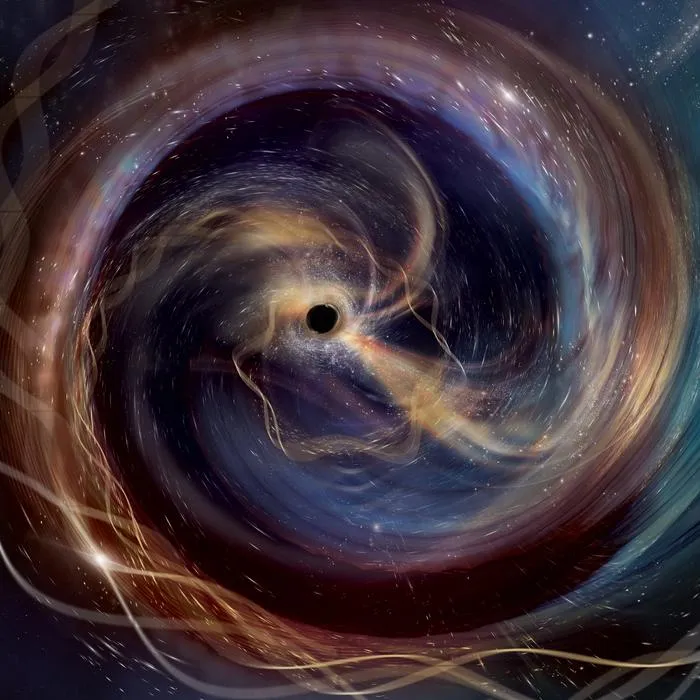 Artistic representation of a ringing rotating black hole