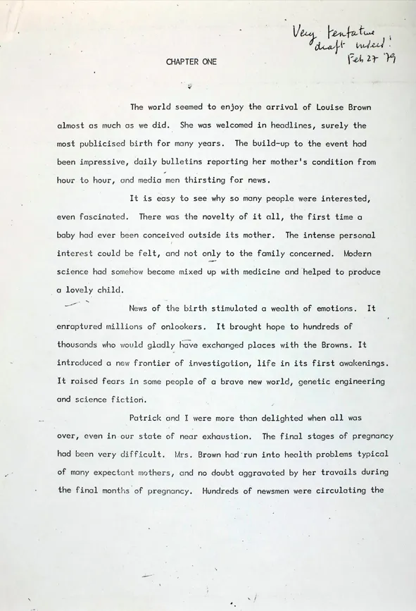 Robert Edwards’s “very tentative draft” of the opening of A Matter of Life.