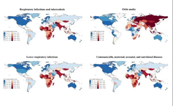 Map of DALYs attributable to SHS in children under 14