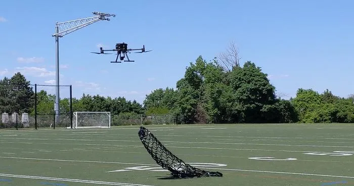 Drones were used to release the parachutes from a height of 60 metres.