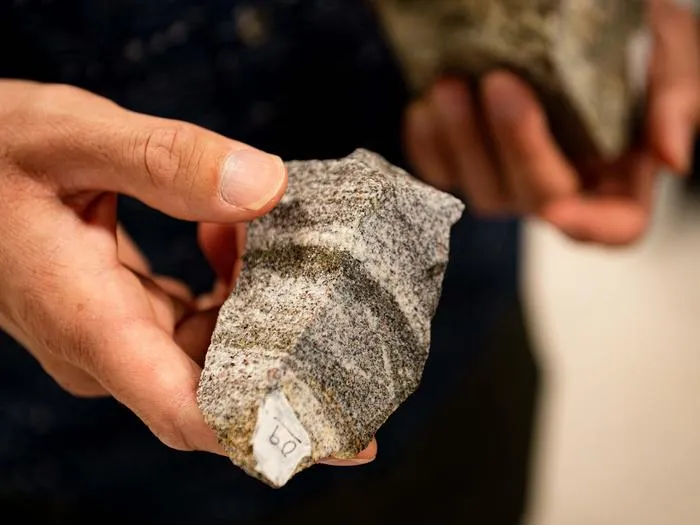 hand holding a rock