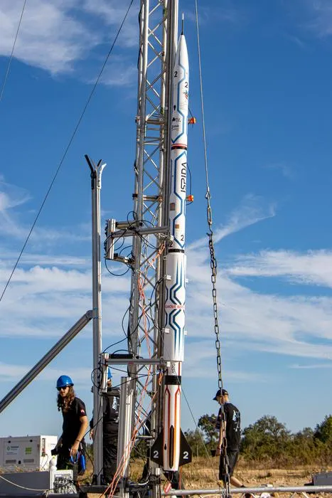 The ISPIDA rocket during launch preparations.