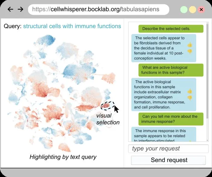 Screenshot of the CellWhisperer AI
