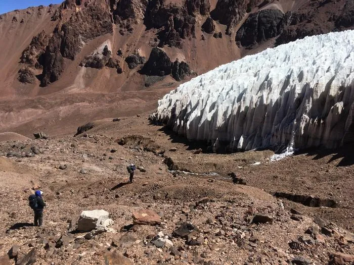 Tapado Glacier in the arid landscape of the Southern Andes,