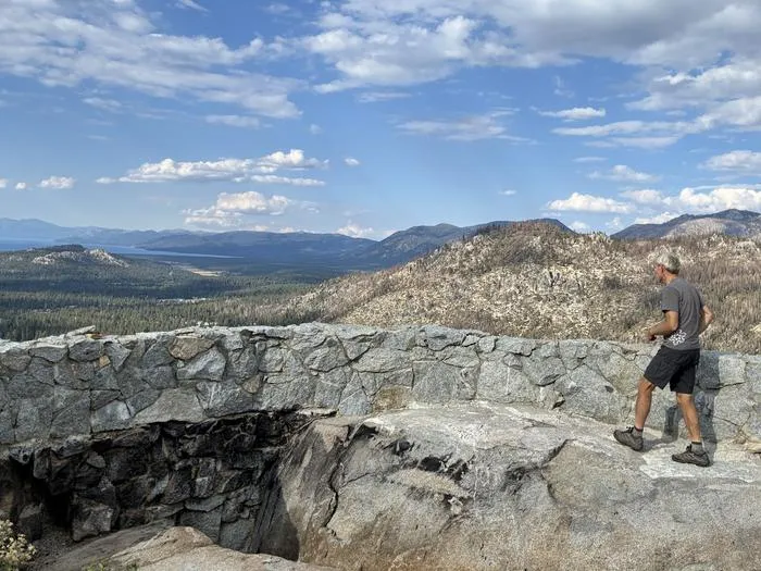 Safford overlooks Tahoe Basin by burned home
