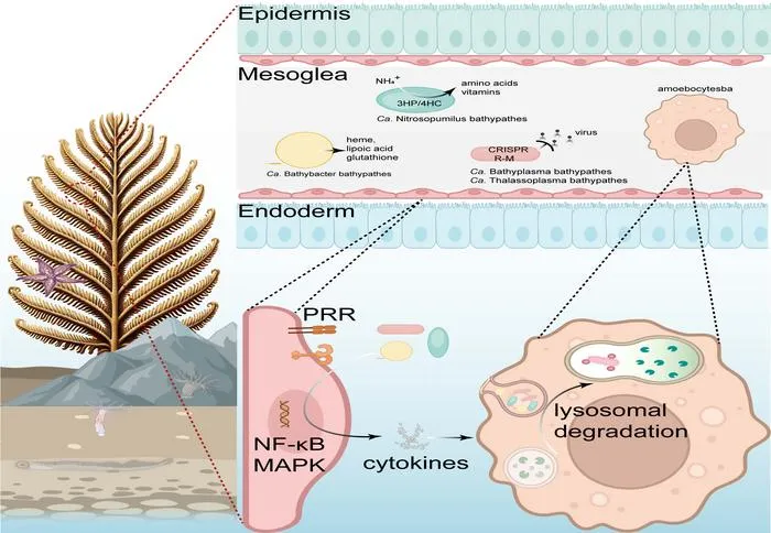 Host-symbiont interactions in deep-sea coral Bathypathes pseudoalternata.