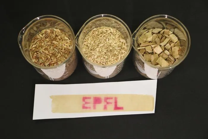 The EPFL logo printed on lignin-based thermal paper.