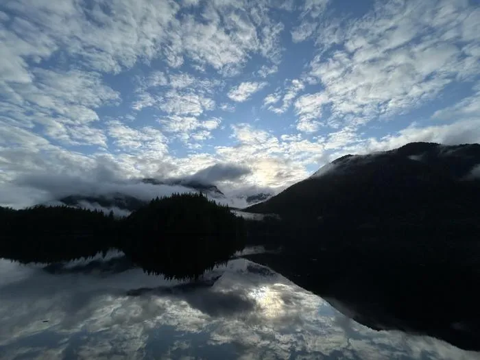 Mountains meet the sea at Great Bear Lodge.