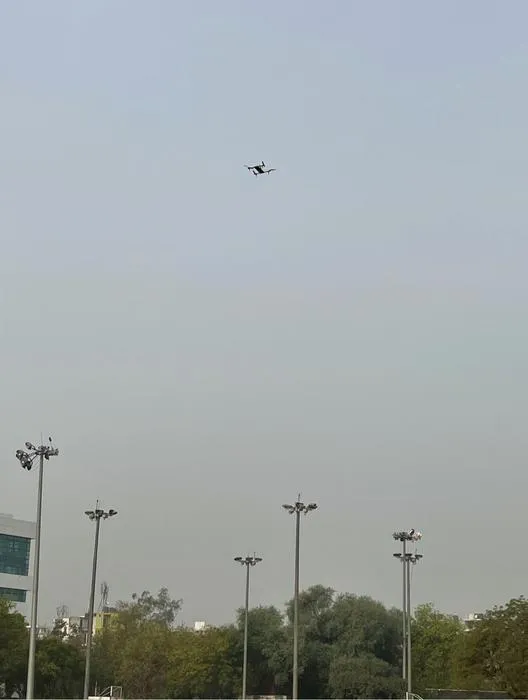 Drone flying above Delhi