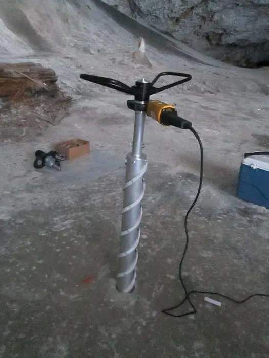 Drilling in ice cave
