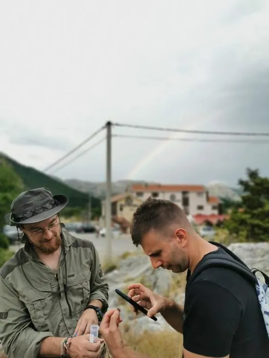 Battiston (left) and DiPietro (right) conducting field research.