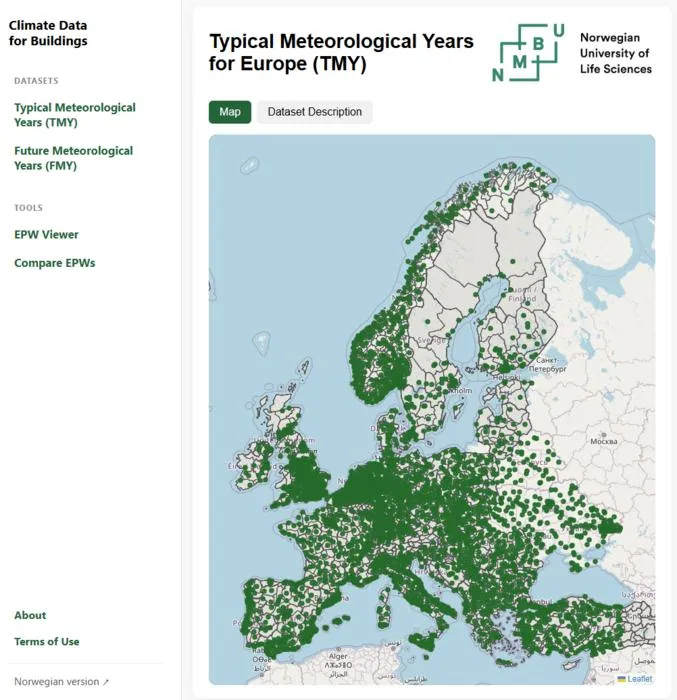 Typical Meteorological Year files for Europe