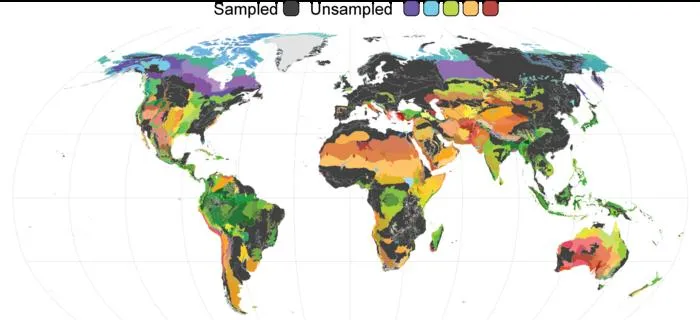 Map of unexplored ecoregions