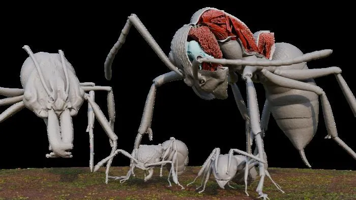 3D renderings made from scans of 4 Okinawan ant species in Antscan