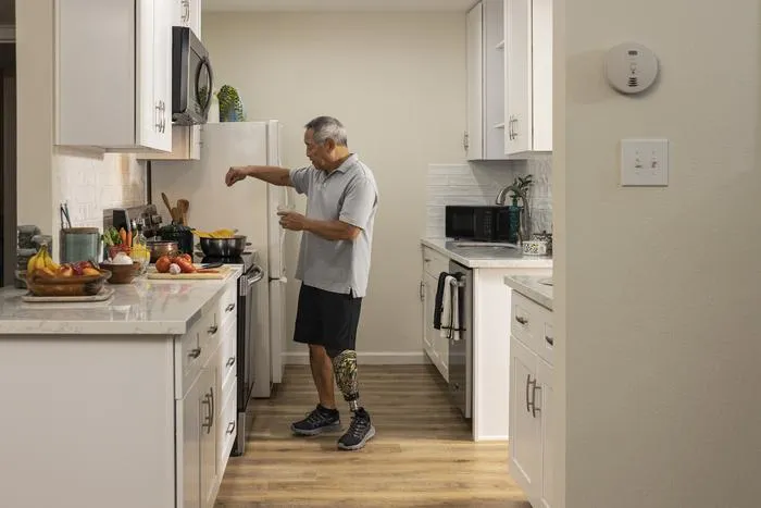 Person with a prosthetic leg
