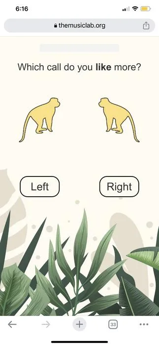 Screenshot of the "Calls of the Wild" game used in this study