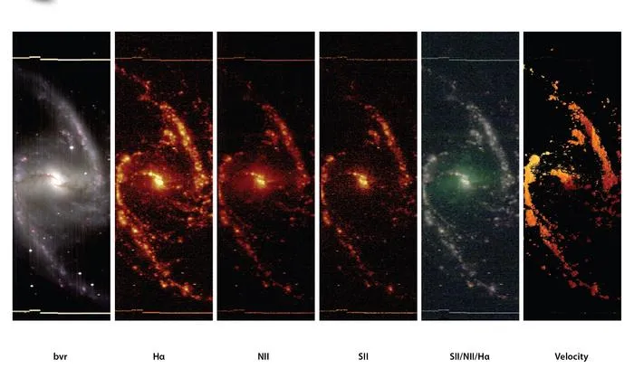 Six views of the spiral galaxy NGC 1365