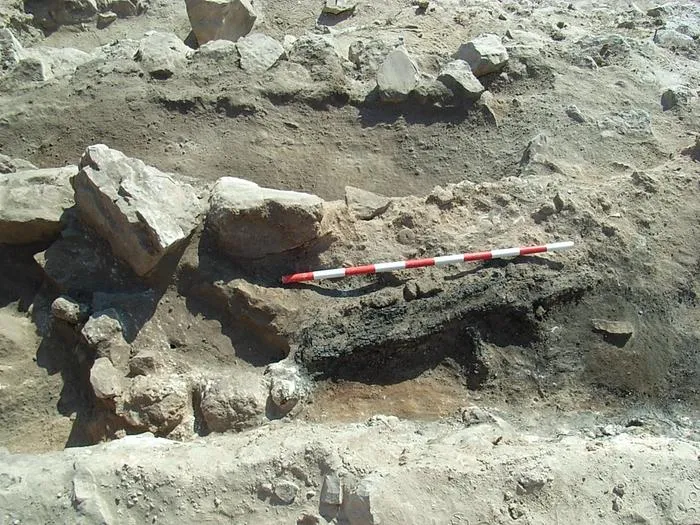 Wooden remains of the loom