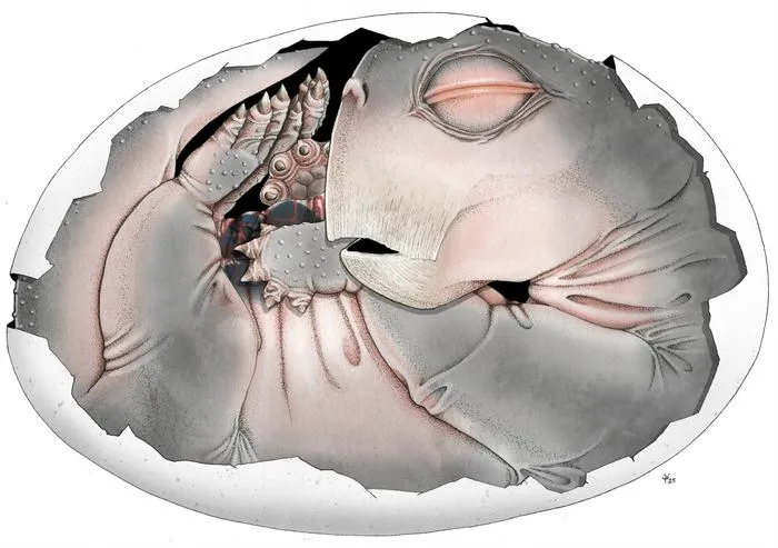 Lystrosaurus embryo within its partially preserved shell