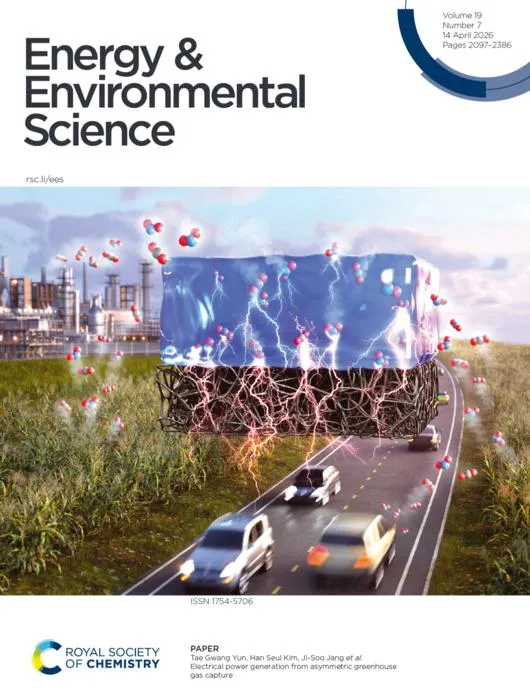 Cover image of the paper on the greenhouse gas adsorption-based power generation device, “Gas Capture and Electricity Generator (GCEG)”