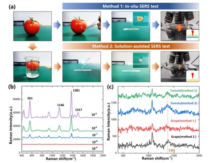 Figure 3. Detection of thiram pesticide residues.