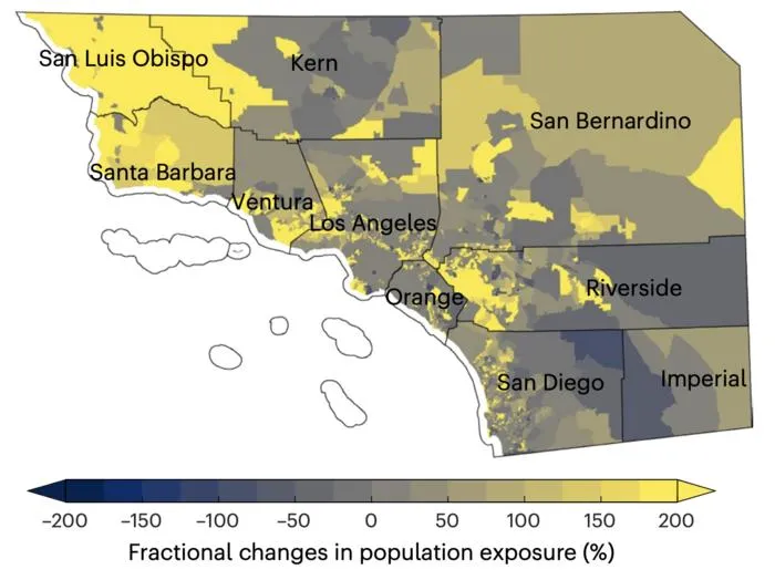 Changes in population exposure to landslides induced by TC rainfall events with a 100-year return period.