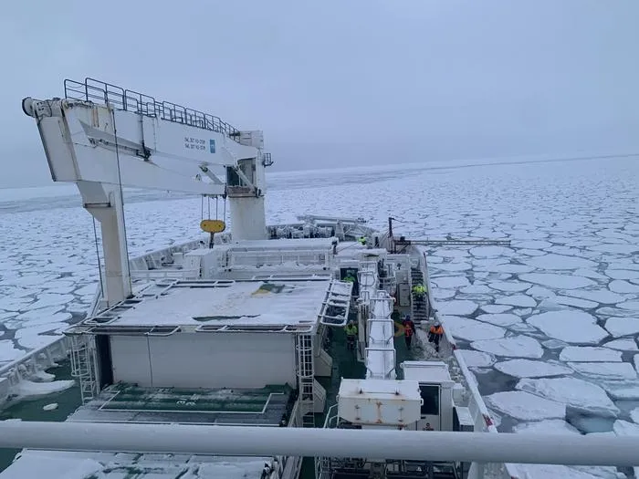 Sampline pancake sea-ice in the Southern Ocean